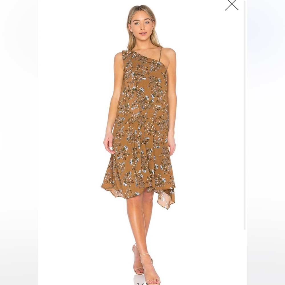 Elliatt Brown Floral One Shoulder Dress
